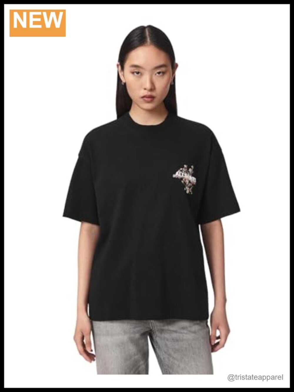 AllSaints Womens Crew Neck Short Sleeve Cotton T-Shirt
